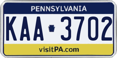 PA license plate KAA3702