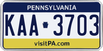 PA license plate KAA3703