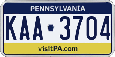 PA license plate KAA3704