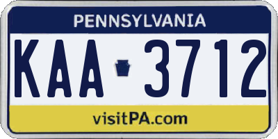 PA license plate KAA3712