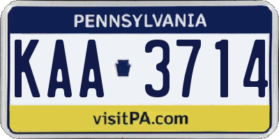 PA license plate KAA3714
