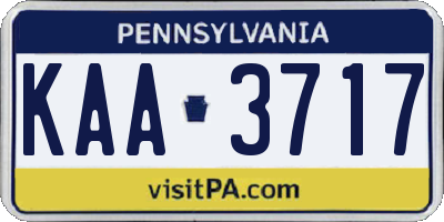PA license plate KAA3717