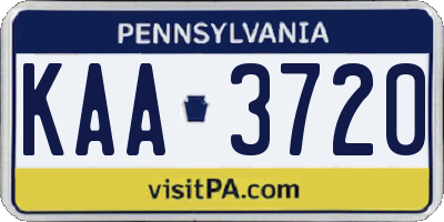PA license plate KAA3720