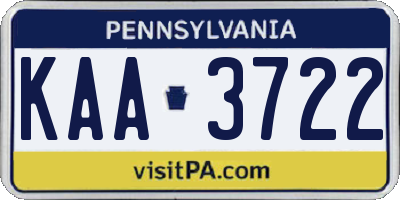 PA license plate KAA3722