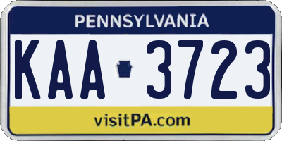 PA license plate KAA3723
