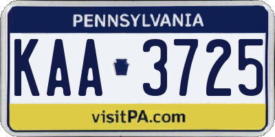 PA license plate KAA3725