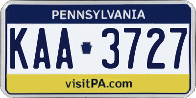 PA license plate KAA3727