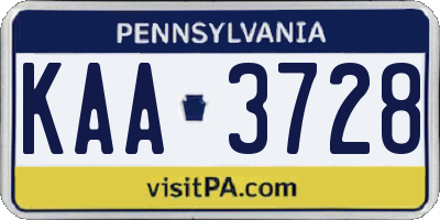 PA license plate KAA3728