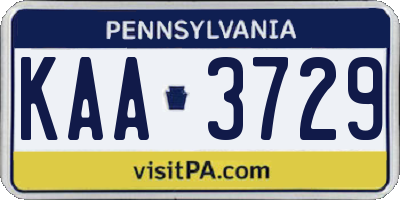 PA license plate KAA3729
