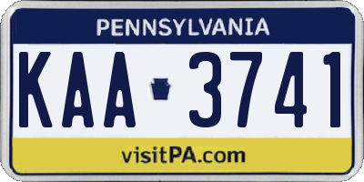 PA license plate KAA3741