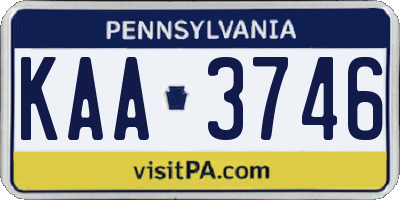PA license plate KAA3746