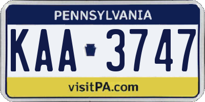 PA license plate KAA3747