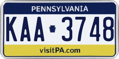 PA license plate KAA3748
