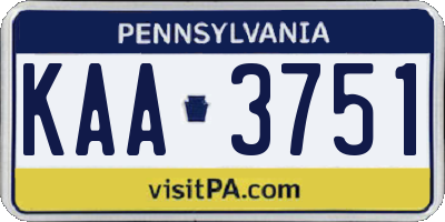 PA license plate KAA3751