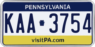 PA license plate KAA3754