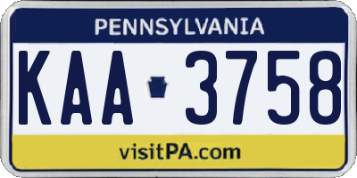 PA license plate KAA3758