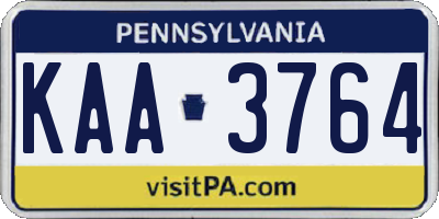 PA license plate KAA3764