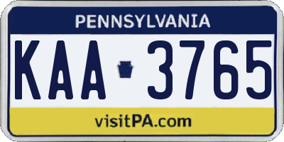 PA license plate KAA3765