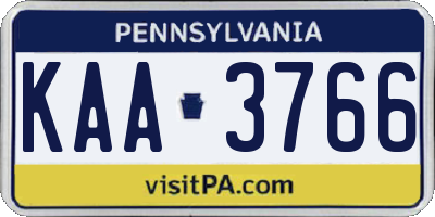 PA license plate KAA3766
