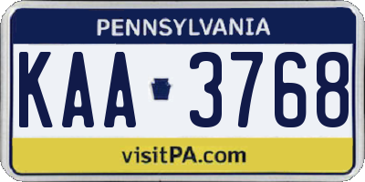 PA license plate KAA3768
