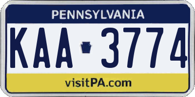 PA license plate KAA3774