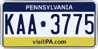 PA license plate KAA3775