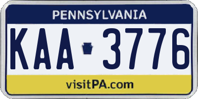 PA license plate KAA3776