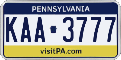 PA license plate KAA3777