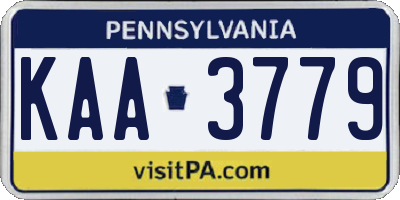 PA license plate KAA3779