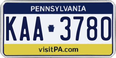 PA license plate KAA3780