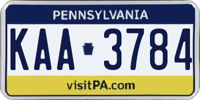PA license plate KAA3784