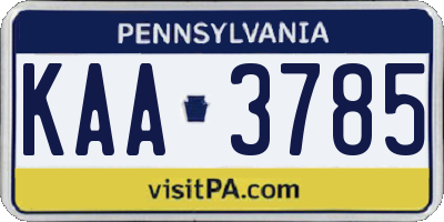 PA license plate KAA3785