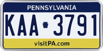 PA license plate KAA3791