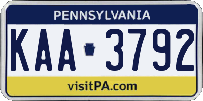 PA license plate KAA3792