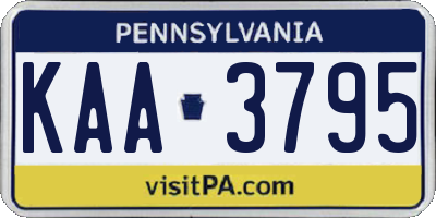 PA license plate KAA3795