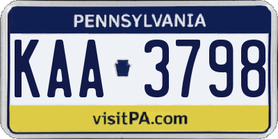 PA license plate KAA3798