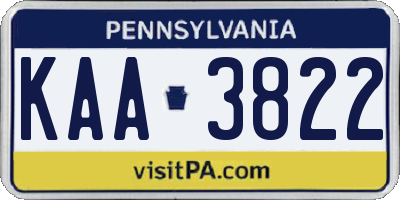 PA license plate KAA3822