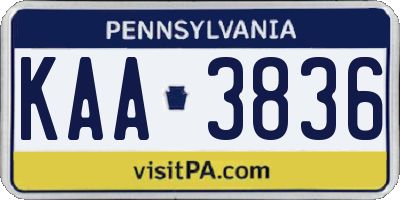 PA license plate KAA3836