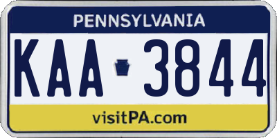 PA license plate KAA3844