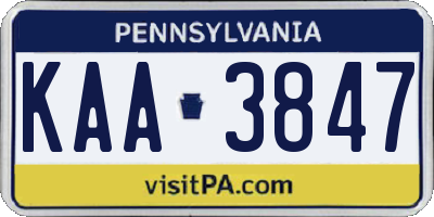 PA license plate KAA3847