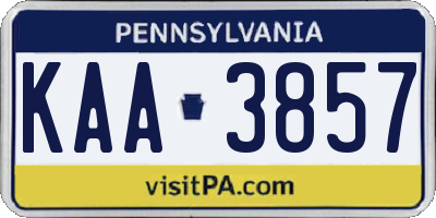 PA license plate KAA3857