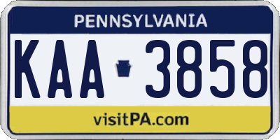 PA license plate KAA3858