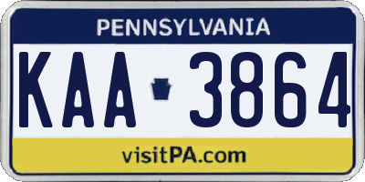 PA license plate KAA3864