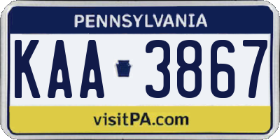 PA license plate KAA3867