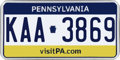 PA license plate KAA3869