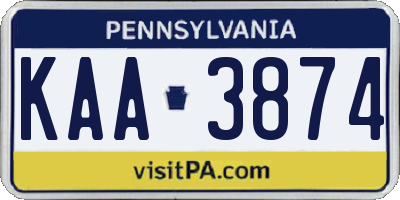 PA license plate KAA3874