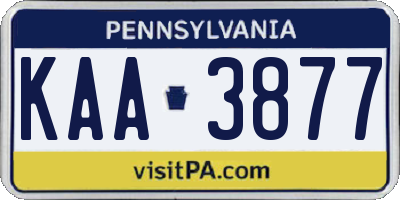PA license plate KAA3877