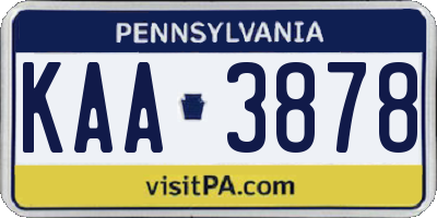 PA license plate KAA3878