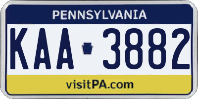 PA license plate KAA3882