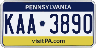 PA license plate KAA3890